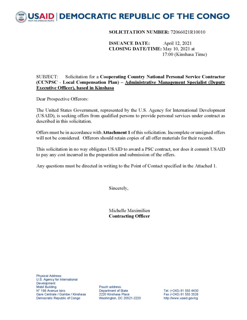 Administrative Management Specialist (Deputy Executive Officer)