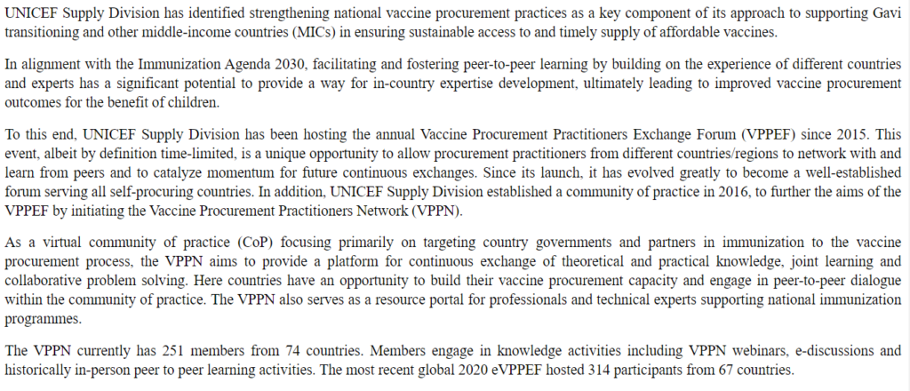 Remote Consultancy: External Assessment of the Vaccine Procurement Practitioners Network (VPPN) and Vaccine Procurement Practitioners Exchange Forum (VPPEF), Vaccine Centre, SD - Copenhagen, Denmark