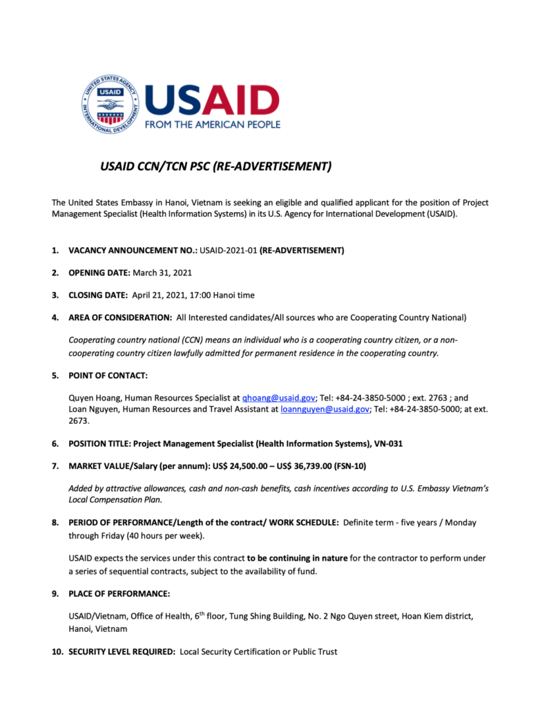 Project Management Specialist (Health Information Systems)