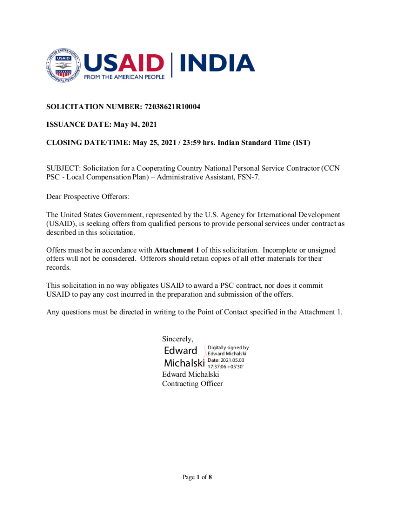 Vacancy Announcement: Administrative Assistant, FSN 7, Indo-Pacific Office