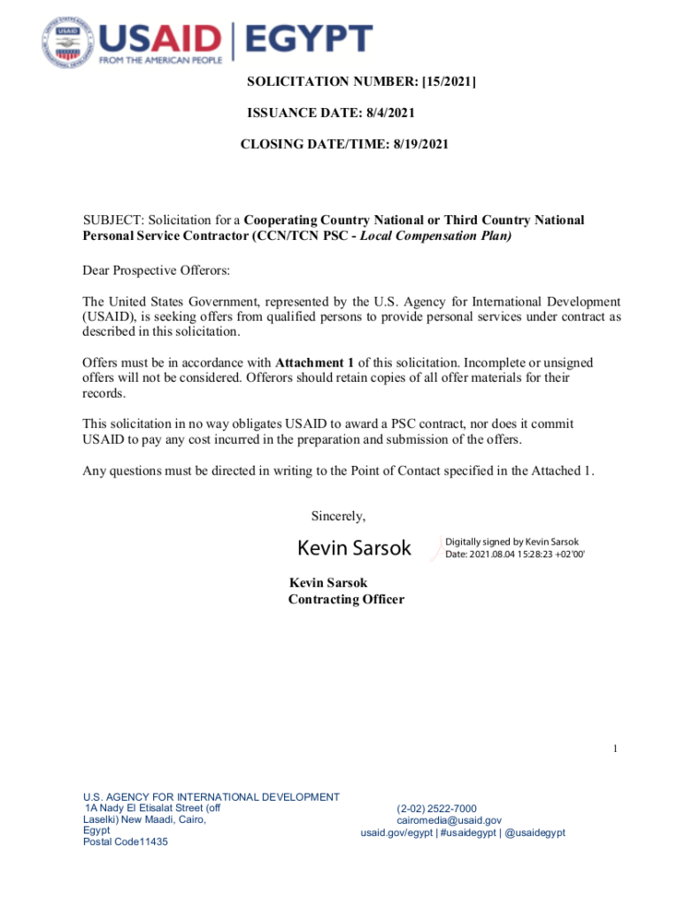 Vacancy Announcement # 15/2021- Project Management Specialist (Infectious Disease) - OEH