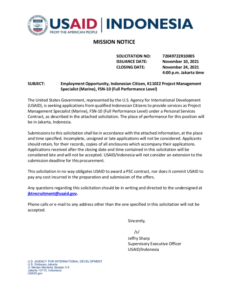 K11022 Project Management Specialist (Marine), FSN-10 (Full Performance Level)